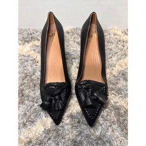 Women's Butter Black Leather Tassel Loafers Size 8B / NWOB